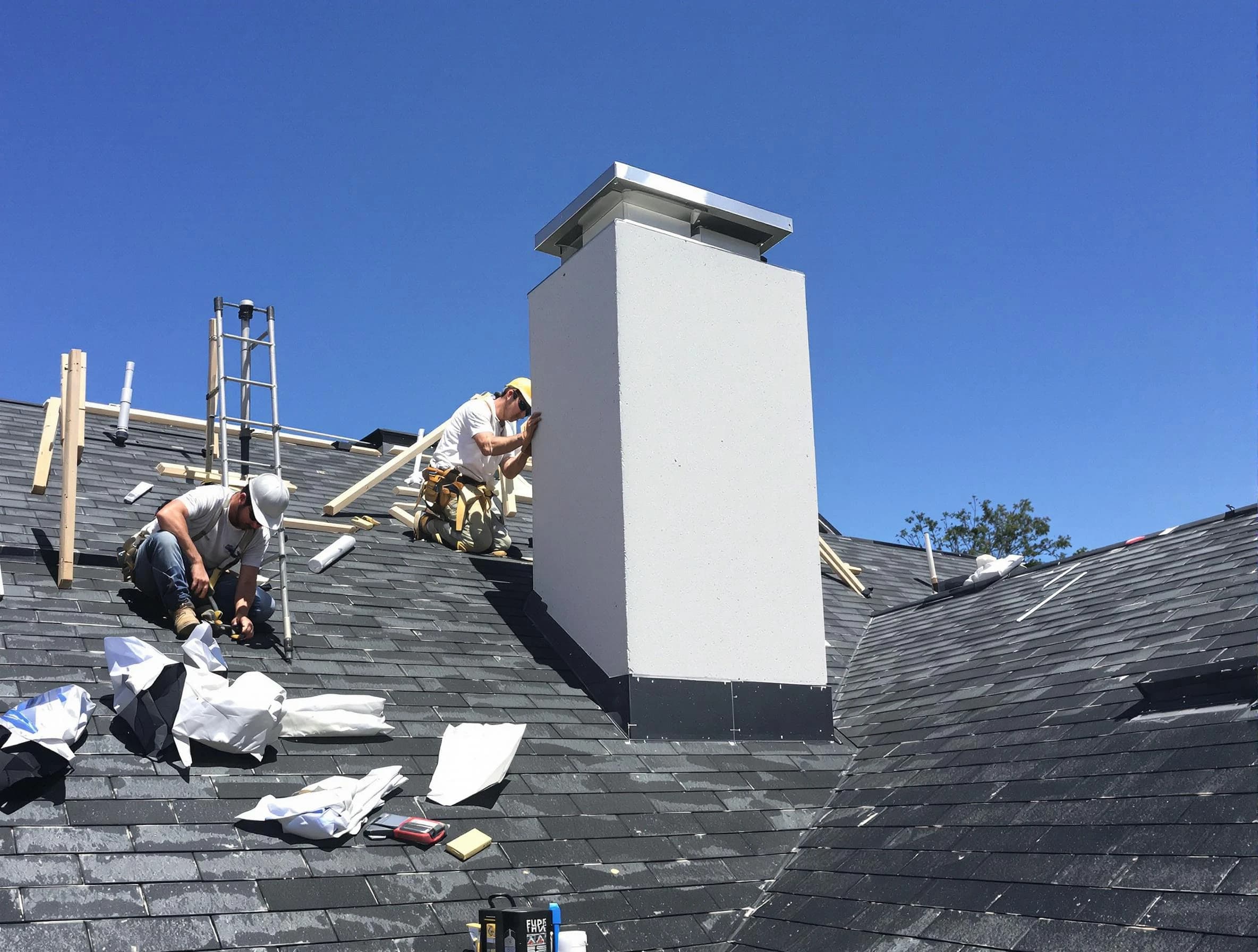 Howell Chimney Sweep crew installing a new chimney in Howell, NJ